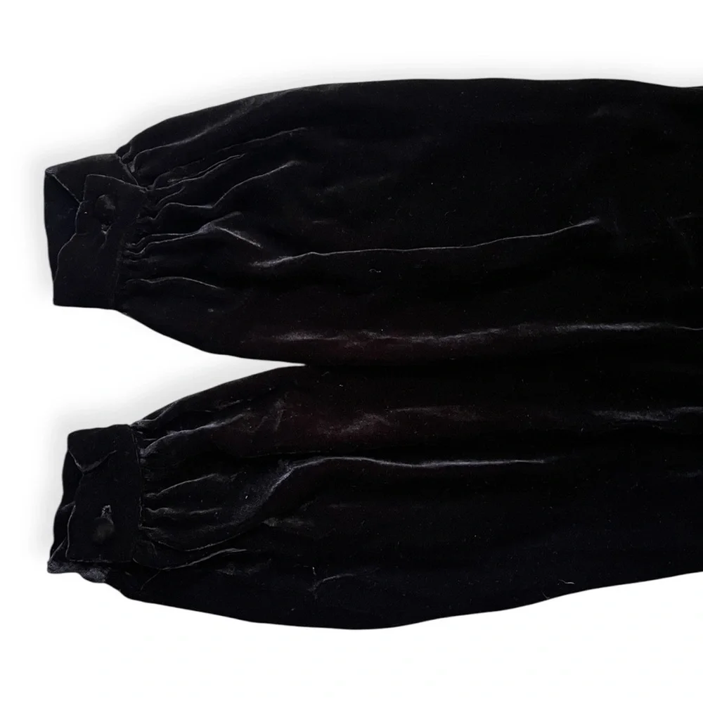 Reformation Silk Blend Black Velvet Wrap Top, size XS - Picture 6 of 9